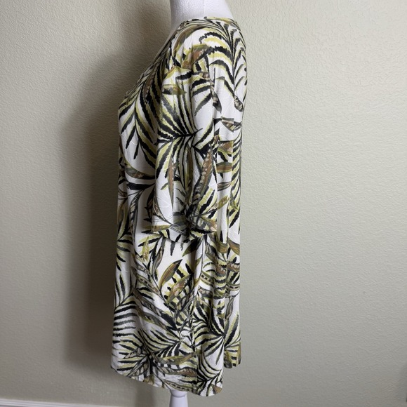 JM Collection Women's Top Blouse Size 2X Short Sleeves Green and Brown Leaves - Picture 4 of 5